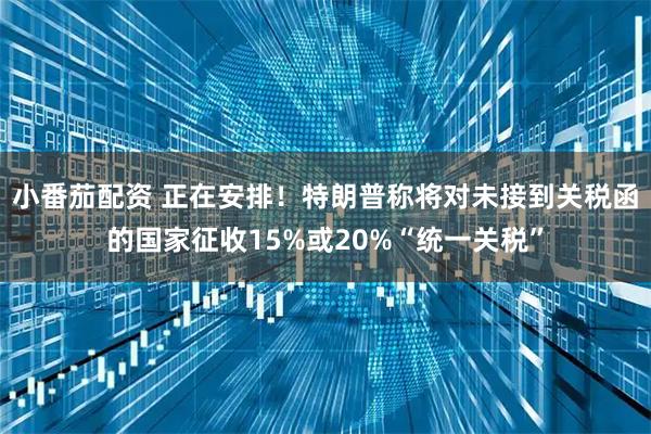 小番茄配资 正在安排！特朗普称将对未接到关税函的国家征收15%或20%“统一关税”
